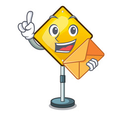 Poster - With envelope warning attention sign shaped character exclamation