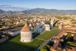 Aerial of Leaning Tower of Pisa 