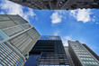 © bank215 - perspective building with blue sky and cloud