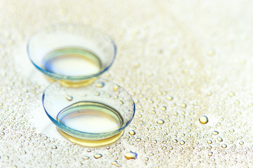 Two contact lenses close-up