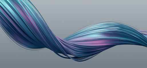 Wall Mural - abstract 3d rendering of twisted lines. modern background design, illustration of a futuristic shape