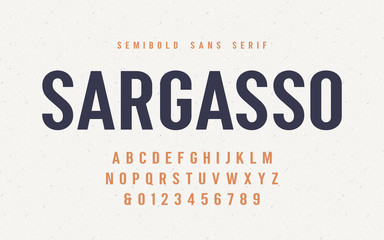 Wall Mural - Sargasso semibold san serif vector font, alphabet, typeface
