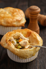 Wall Mural - Chicken pot pie with carrot, grean peas and cheese.