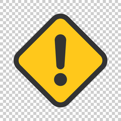 Exclamation mark icon in flat style. Danger alarm vector illustration on isolated background. Caution risk business concept.