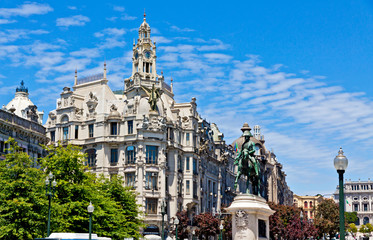 Wall Mural - Liberty Square (Praca da Liberdade) in Porto city, Portugal