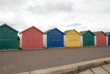 Seaside Beach Huts On A Cloudy Day