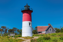 Cape Cod Lighthouse. Nauset Beach Light Lighthouse, Cape Cod, Massachusetts, New England, USA, 