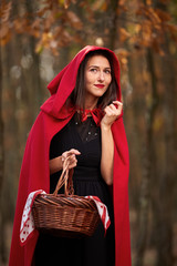 Wall Mural - Red Riding Hood cosplay in the forest