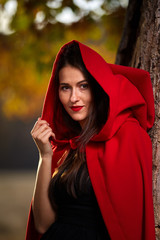 Wall Mural - Red Riding Hood cosplay in the forest