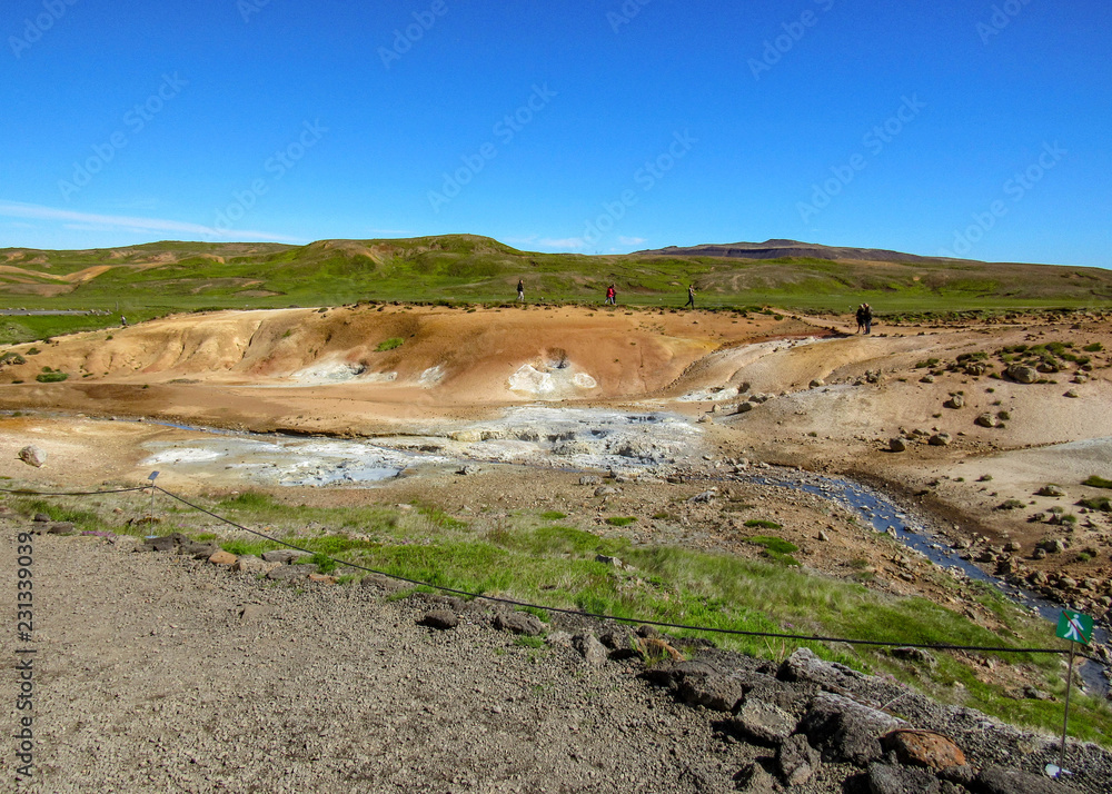 Hot springs in Geothermal active area Krýsuvík, Seltun, Global Geopark ...