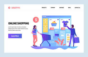 Vector web site design template. Online shopping, internet clothes store. Sale and consumerism. Landing page concepts for website and mobile development. Modern flat illustration.