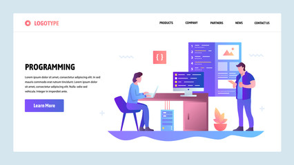 Wall Mural - Vector web site gradient design template. Coding and software app development. Landing page concepts for website and mobile development. Modern flat illustration.