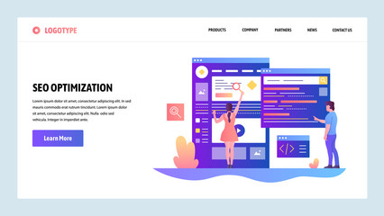 Wall Mural - Vector web site design template. Search Engines optimization SEO and digital marketing. Landing page concepts for website and mobile development. Modern flat illustration.