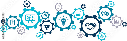 Fotografía Project management vector illustration – strategy, planning, management & analys