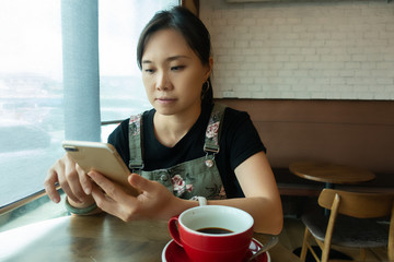 Asian woman with coffee lifestyle