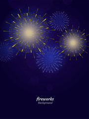 Wall Mural - Colorful Fireworks on night sky background. Vector illustration