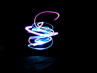 exposure, long, light, circle, abstract, night, background, motion, lights, wheel, photography, fire, amusement, black, color, trails, neon, ferris, stars, dark, swirl, park, speed, dancer, trail