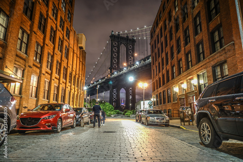 Plakat Manhattan Bridge nocą