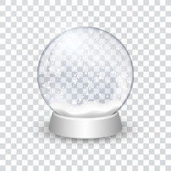 Wall Mural - snow globe ball realistic new year chrismas object isolated on transperent background with shadow, v