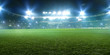 Football stadium, shiny lights, view from field
