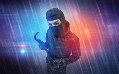 Wall Mural - Burglar in action with colorful concept.