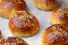 Homemade Buns Close-up With Their Own Hands.