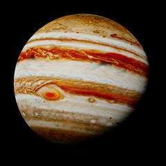 Wall Mural - planet jupiter isolated on black background, part of the solar system