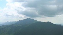 4K, Elevated View Of Mountains WuFenShan In Cloudy Day. Beautiful Mount Wu Fen Shan, Grassy Peak Located On A Ridge Between Keelung And Pingxi In New Taipei City. Landscape Of Hiking Trail Summer-Dan