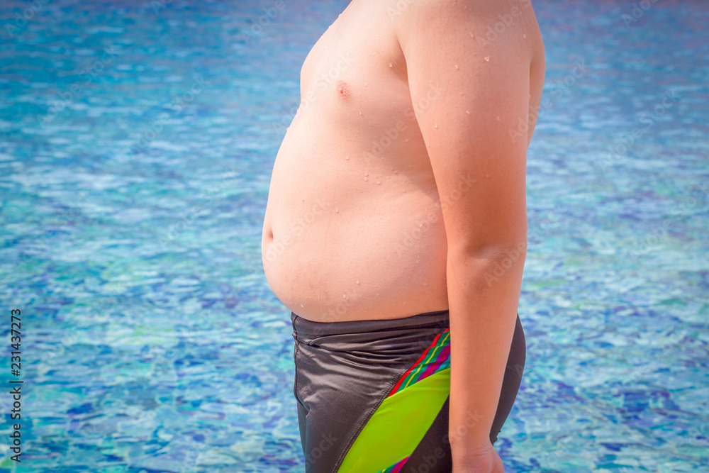 fat boy at the pool Stock Illustration | Adobe Stock