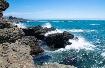 Waves crashing in high surf on the N. California coast