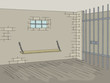 Prison jail interior graphic color sketch illustration vector