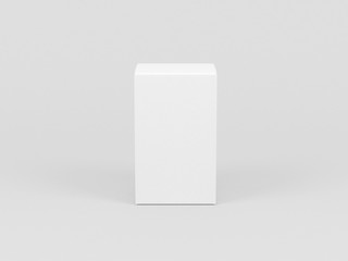 White textured cardboard box mockup isolated on gray, front view