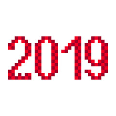 Wall Mural - 2019 number inscription. Pixel art. Vector.