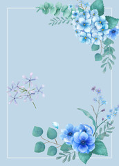 Sticker - Blue themed greetings card with miniature leaves