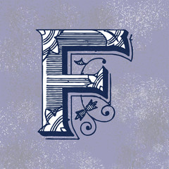 Poster - Capital letter F vintage typography style