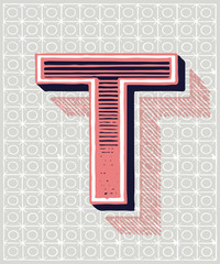 Poster - Capital letter T vintage typography style