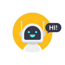 Robot Icon. Bot Sign Design. Chatbot Symbol Concept. Voice Support Service Bot. Online Support Bot. Vector Illustration.