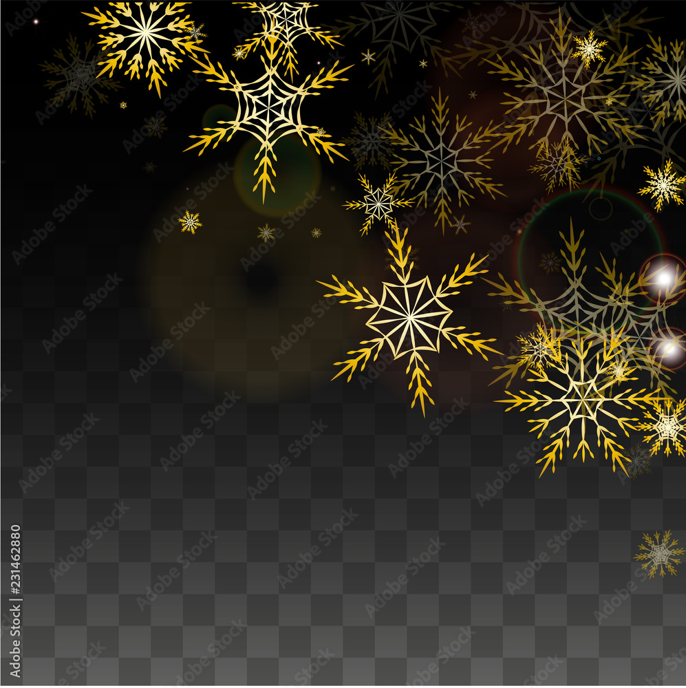 Vetor Christmas Vector Background with Gold Falling Snowflakes Isolated ...