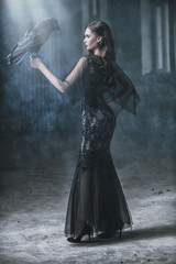 beautiful lady with raven