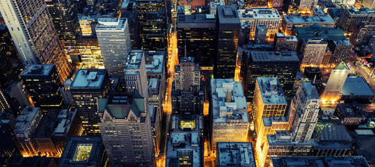 Wall Mural - Aerial view of Chicago by night