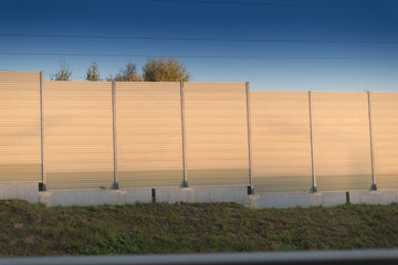 Noise barrier wall on a highway