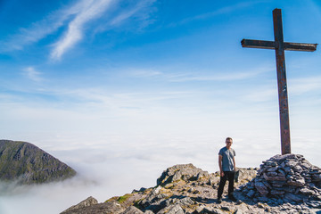 Wall Mural - The man on the top of Carrauntoohil.