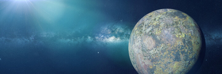 Wall Mural - alien planet system, beautiful exoplanet in outer space