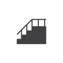 Stairs With Handrail Vector Icon. Filled Flat Sign For Mobile Concept And Web Design. Staircase Solid Icon. Symbol, Logo Illustration. Pixel Perfect Vector Graphics