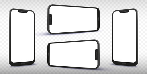 Wall Mural - smartphone from different angles and perspectives with transparent background