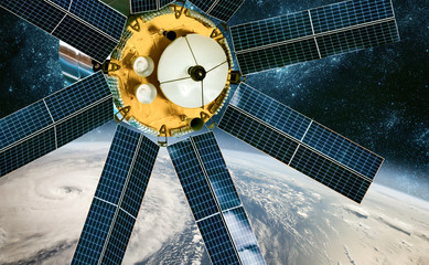 Wall Mural - space satellite monitoring from earth orbit weather from space, hurricane, typhoon on planet earth.