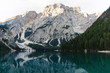 © Wedding photography - Beautiful landscape of Lago di Braies, Braies lake, romantic place on the alpine lake, Alps mountains, Dolomites, Italy, Europe