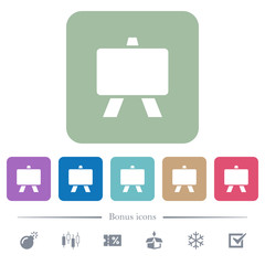 Poster - Blackboard flat icons on color rounded square backgrounds