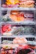 Different kind of deep frozen vegetables in plastic bags in a refrigerator
