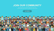 © makyzz - Join our community. Crowd of united people as a business or creative community standing together. Flat concept vector website template and landing page design for invitation to summit or conference